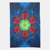 Retro Mandala Blau Rot und Grün Geschirrtuch (Vertikal)