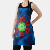 Retro Mandala Blau Rot und Grün Schürze (InSitu)