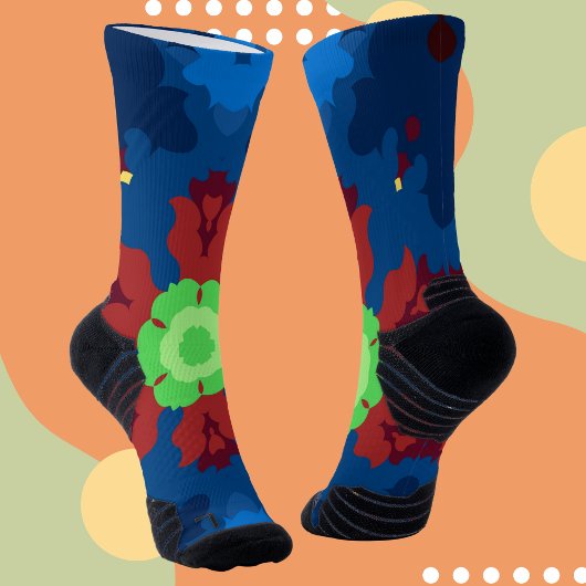 Retro Mandala Blau Rot und Grün Socken