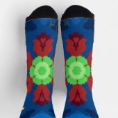 Retro Mandala Blau Rot und Grün Socken (Oben)
