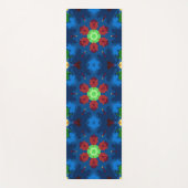 Retro Mandala Blau Rot und Grün Yogamatte (Vorderseite)