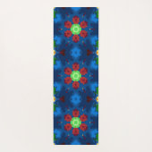 Retro Mandala Blau Rot und Grün Yogamatte (Rückseite)