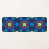 Retro Mandala Blau Rot und Grün Yogamatte (Vorderseite (Horizontal))