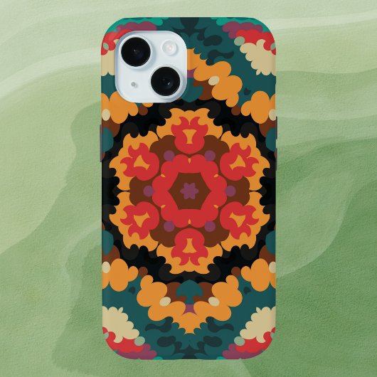 Retro Mandala Blue Orange und Red Case-Mate iPhone Hülle