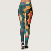 Retro Mandala Blue Orange und Red Leggings (Rückseite)