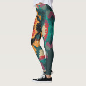 Retro Mandala Blue Orange und Red Leggings (Links)