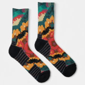 Retro Mandala Blue Orange und Red Socken (Rechts)