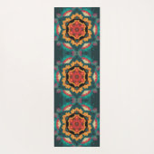 Retro Mandala Blue Orange und Red Yogamatte (Rückseite)