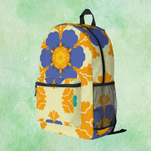 Retro Mandala Blue Orange und Yellow Bedruckter Rucksack
