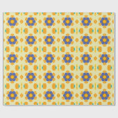 Retro Mandala Blue Orange und Yellow Geschenkpapier (Flach)