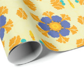 Retro Mandala Blue Orange und Yellow Geschenkpapier (Rolleneckpunkt)