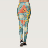 Retro Mandala Blue Orange und Yellow Leggings (Rückseite)