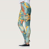 Retro Mandala Blue Orange und Yellow Leggings (Links)
