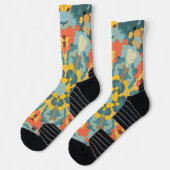 Retro Mandala Blue Orange und Yellow Socken (Links)