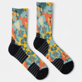Retro Mandala Blue Orange und Yellow Socken (Rechts)