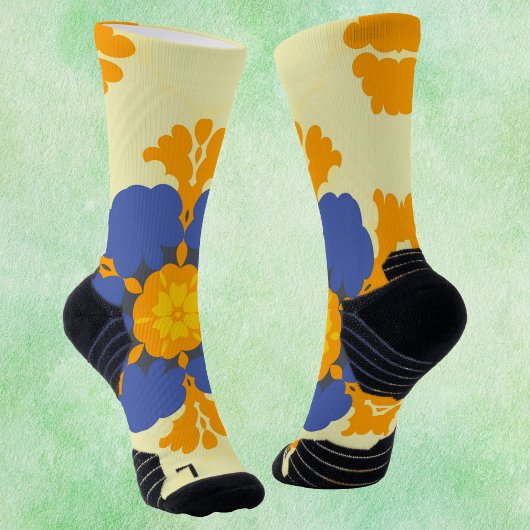 Retro Mandala Blue Orange und Yellow Socken