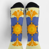Retro Mandala Blue Orange und Yellow Socken (Oben)