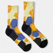 Retro Mandala Blue Orange und Yellow Socken (Rechts)
