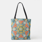 Retro Mandala Blue Orange und Yellow Tasche (Rückseite)