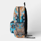 Retro Mandala Blue und Orange Bedruckter Rucksack (Rechts)