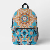 Retro Mandala Blue und Orange Bedruckter Rucksack (Vorderseite)