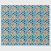 Retro Mandala Blue und Orange Geschenkpapier (Flach)