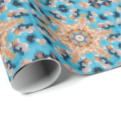 Retro Mandala Blue und Orange Geschenkpapier (Rolleneckpunkt)