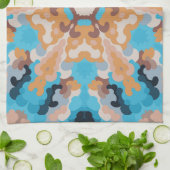 Retro Mandala Blue und Orange Geschirrtuch (Gefaltet)