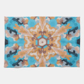 Retro Mandala Blue und Orange Geschirrtuch (Horizontal)