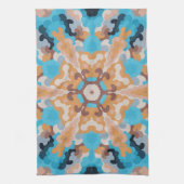 Retro Mandala Blue und Orange Geschirrtuch (Vertikal)
