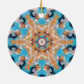 Retro Mandala Blue und Orange Keramik Ornament (Hinten)