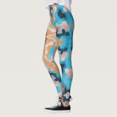 Retro Mandala Blue und Orange Leggings (Links)