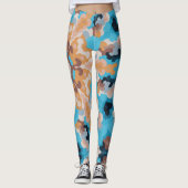 Retro Mandala Blue und Orange Leggings (Vorderseite)
