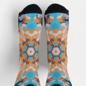 Retro Mandala Blue und Orange Socken (Oben)