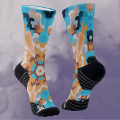 Retro Mandala Blue und Orange Socken