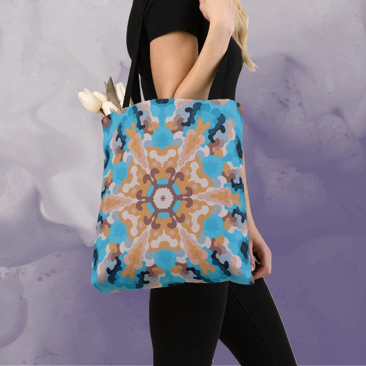 Retro Mandala Blue und Orange Tasche