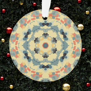 Retro Mandala Blue Yellow und Red Ornament