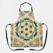 Retro Mandala Blue Yellow und Red Schürze (Vorderseite)