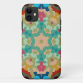 Retro Mandala Blume Blau Grün und Rosa Case-Mate iPhone Hülle (Rückseite)