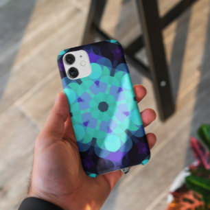 Retro Mandala Blume Blau Lila und grün Case-Mate iPhone Hülle