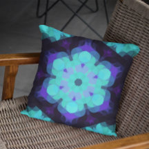 Retro Mandala Blume Blau Lila und grün