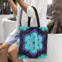 Retro Mandala Blume Blau Lila und grün