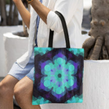 Retro Mandala Blume Blau Lila und grün