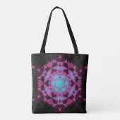 Retro Mandala Blume Blau Lila und schwarz Tasche (Rückseite)