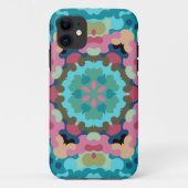 Retro Mandala Blume Blau Rosa und Grün Case-Mate iPhone Hülle (Rückseite)