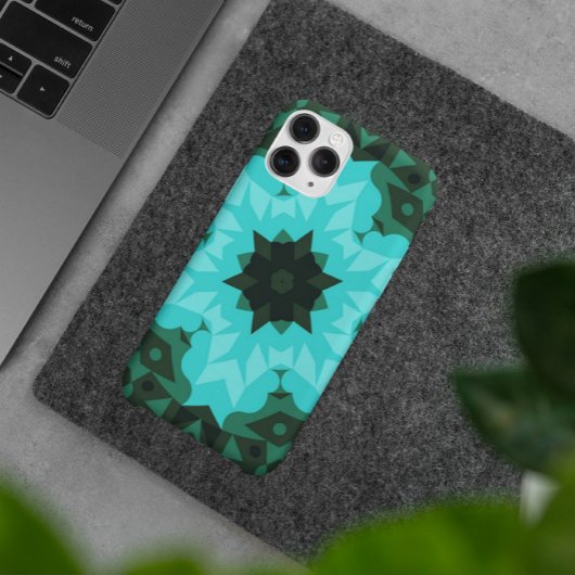 Retro Mandala Blume Blau und Grün Case-Mate iPhone Hülle