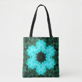 Retro Mandala Blume Blau und Grün Tasche (Vorderseite)
