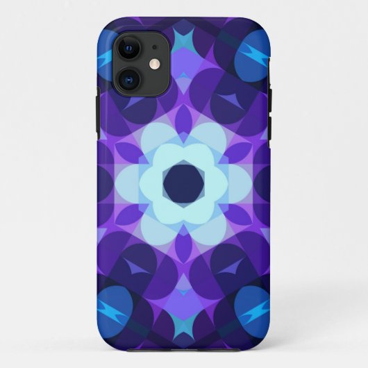 Retro Mandala Blume Blau und Lila Case-Mate iPhone Hülle (Rückseite)