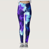 Retro Mandala Blume Blau und Lila Leggings (Vorderseite)