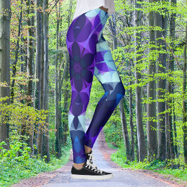 Retro Mandala Blume Blau und Lila Leggings